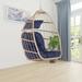 Swing Egg Chair Outdoor Indoor Rattan Hanging Chair with Thickened Seat Cushion and Headrest Folding Hammock Chair with Long Steel Chain for Bedroom Backyard Balcony (Without Stand) Dark Blue