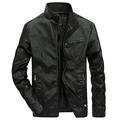 Odeerbi Faux Leather Outwear Jackets for Men Autumn And Winter 2024 Casual Baseball Uniform Leather Jacket Leather Jacket Dark Blue