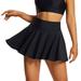 iOPQO Midi Skirt Women s High Waisted Tennis Skirts Pleated Golf Skorts Skirts For Women With Shorts Pocket Tennis Dress Midi Skirt Black L