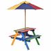 4-Seat Outdoor Kids Picnic Table Bench Set with Removable Umbrella