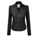 Made by Johnny Women s Vegan Leather Motorcycle Jacket M BLACK
