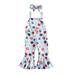 Wassery Kids Girl Suspenders Jumpsuit Set 6M 12M 18M 24M 3T 4T Toddler Girls Summer Clothes Floral Print Sleeveless Rompers Flare Pants and Stretch Headband