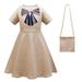 Toddler Girls M3gan Gown Costume Dress Ruffle Trim Dress for Halloween Party Role Play Outfits