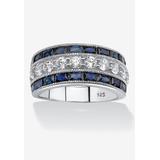 Women's 5.60 Tcw Cz And Created Sapphire Ring In Platinum-Plated Sterling Silver by PalmBeach Jewelry in Silver (Size 7)