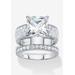 Women's 4.80 Tcw Cubic Zirconia Platinum-Plated Sterling Silver 2-Piece Bridal Ring Set by PalmBeach Jewelry in Silver (Size 6)