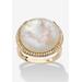 Women's .27 Tcw Genuine Mother-Of-Pearl And Cz Gold-Plated Sterling Silver Halo Ring by PalmBeach Jewelry in Silver (Size 6)