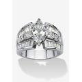 Women's 7.87 Tcw Marquise-Cut Cubic Zirconia Platinum-Plated Engagement Anniversary Ring by PalmBeach Jewelry in Silver (Size 6)