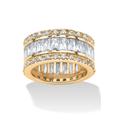 Women's 9.34 Tcw Round And Emerald-Cut Cubic Zirconia Gold-Plated Eternity Band by PalmBeach Jewelry in Gold (Size 8)