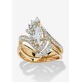 Women's 1.68 Tcw Cubic Zirconia Two-Piece Halo Bridal Set Yellow Gold-Plated by PalmBeach Jewelry in Gold (Size 9)