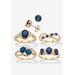 Women's 9.42 Cttw Gold-Plated Simulated Blue Sapphire And Cz Earrings And Ring Set by PalmBeach Jewelry in Blue (Size 9)