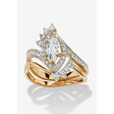 Women's 1.68 Tcw Cubic Zirconia Two-Piece Halo Bridal Set Yellow Gold-Plated by PalmBeach Jewelry in Gold (Size 8)