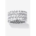 Women's 9.66 Tcw Cubic Zirconia Baguette Chevron Ring In Platinum-Plated Sterling Silver by PalmBeach Jewelry in Silver (Size 9)