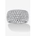 Women's 3.30 Tcw Round Cubic Zirconia Platinum-Plated Sterling Silver Eternity Band by PalmBeach Jewelry in Silver (Size 7)