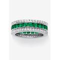 Women's 6.03 Tcw Simulated Emerald Eternity Ring In Platinum-Plated Sterling Silver by PalmBeach Jewelry in Green (Size 10)