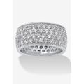 Women's 3.30 Tcw Round Cubic Zirconia Platinum-Plated Sterling Silver Eternity Band by PalmBeach Jewelry in Silver (Size 9)