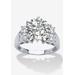 Women's 4.66 Tcw Round Cubic Zirconia Ring In Platinum-Plated Sterling Silver by PalmBeach Jewelry in Silver (Size 8)