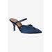 Wide Width Women's Estelia Mules by J. Renee in Navy Satin (Size 10 W)