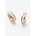 Women's 2.96 Tcw Princess-Cut Cubic Zirconia Huggie-Hoop Earrings Gold-Plated by PalmBeach Jewelry in Gold