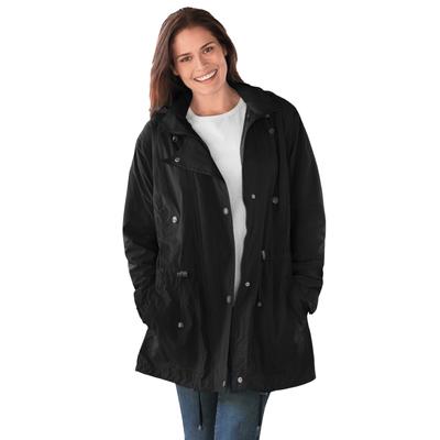 Plus Size Women's Fleece-Lined Taslon® Anorak by Woman Within in Black (Size 2X) Rain Jacket
