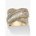 Women's 3.64 Tcw Baguette Cut Cubic Zirconia Yellow Gold-Plated Crossover Ring by PalmBeach Jewelry in Gold (Size 10)