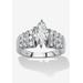 Women's 2.85 Cttw Marquise Cut Cubic Zirconia Ring Platinum Plated .925 Sterling Silver by PalmBeach Jewelry in Silver (Size 10)