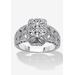 Women's Diamond Accent Platinum-Plated Sterling Silver Filigree Ring by PalmBeach Jewelry in Silver (Size 6)