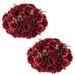 Blosmon Artificial Flower Kissing Balls for Wedding Table Centerpieces 2Pcs 14.2 Large Burgundy Fake Roses Hydrangea Flower Arrangement Christmas Party Decor