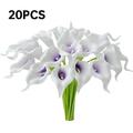 MOUIND 20pcs White&Purple Flowers Artificial Calla Lily Silk Flowers 13.4 for Mother s Day Home Kitchen & Wedding