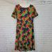 Lularoe Dresses | Girls Lularoe Adeline Dress Bright Green Blue Orange Flowers Sz 12 New | Color: Blue/Green | Size: 12g