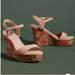 Anthropologie Shoes | Anthropologie Floral-Printed Cork Wedge Sandals Size 10 | Color: Tan | Size: 10