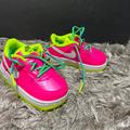 Nike Shoes | Nike Air Force 1 Cw5793-600 Af1 Pink Blast White Volt Kids Size 6c | Color: Pink | Size: Girl Toddler 6c