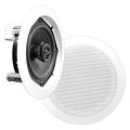 PYLE PDIC61RD 2-Way Flush Mount In-Ceiling Stereo Speakers Pair, 200 Watt, 6.5-Inch Size, White