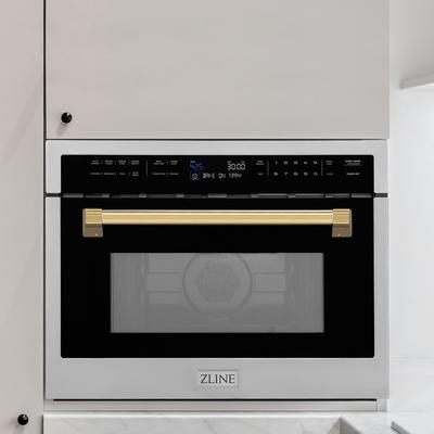 "ZLINE Autograph Edition 24"" 1.6 cu ft. Built-in Convection Microwave Oven in Stainless Steel and Gold Accents - ZLINE Kitchen and Bath MWOZ-24-G"