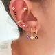 Petites boucles d'oreilles créoles fleur en acier inoxydable pour femmes cristal coréen bijoux