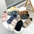 Baskets unisexes à talons plats pour enfants chaussures en toile à boutons pour enfants tout