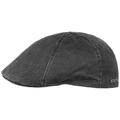 Stetson Men's Level Flat Cap - Cotton Peaked Cap - Men's Cap with 40+ UV Protection - Vintage Look Cap - Summer/Winter - Flat Cap Black XL (60-61 cm)