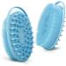 Upgrade 2 in 1 Bath and Shampoo Brush Silicone Body Scrubber for Use in Shower Exfoliating Body Brush Premium Silicone Loofah Head Scrubber Scalp Massager/Brush Easy to Clean (1PC Blue)