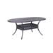 Benjara Arbor 72 Inch Oval Metal Outdoor Dining Table Tulip Pattern Dark Gray