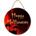 Eveokoki 12 Happy Halloween Scary Halloween Decoration Halloween Sign for Front Door Round Wooden Hanging Wreaths for Home Wall Decor Halloween Day Party Decoration Outdoor Indoor