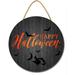 Eveokoki 12 Happy Halloween Decoration Halloween Sign for Front Door Round Wood Sign Hanging Wreaths for Home Wall Decor Halloween Day Party Decoration Outdoor Indoor