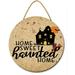 Eveokoki 12 Home Sweet Haunted Home Halloween Decoration Halloween Sign for Front Door Wood Sign Round Hanging Wreaths for Home Wall Decor Halloween Day Party Decoration Outdoor Indoor