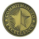 Antique Bronze Commitment To Excellence Round Corporate Lapel Pin