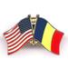 World Flags Direct Box of 12 Romania & US Crossed Flag Lapel Pins Romanian & American Double Friendship Pin Badge