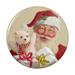 Christmas Holiday Santa and His Buddy Teddy Pinback Button Pin