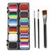 Gecheer Watercolor Paint Palette Set 30 Colors Set Professional Face Paint Kit with 3 Brush & Non Toxic Activated Face and Body Painting Makeup Facepaints for Party Art Supplies