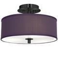 Eggplant Faux Silk Black 14" Wide Ceiling Light