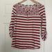 Anthropologie Tops | Anthropologie 9-H15 Stcl Red Stripe Floral Mixed Media T-Shirt | Color: Red/White | Size: S