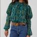 Free People Tops | Free People Clarissa Smocked Green Floral Long Sleeve Top In Sea Combo Nwt | Color: Green/Yellow | Size: S