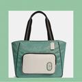 Coach Bags | Coach Court Tote Purse Bag In Colorblock Signature Nylon Nwt | Color: Cream/Green | Size: Os