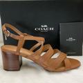 Coach Shoes | Coach Terri Block-Heel Semi Matte Calf Strappy Sandals In Brown, 9m W/Box! Euc! | Color: Brown | Size: 9